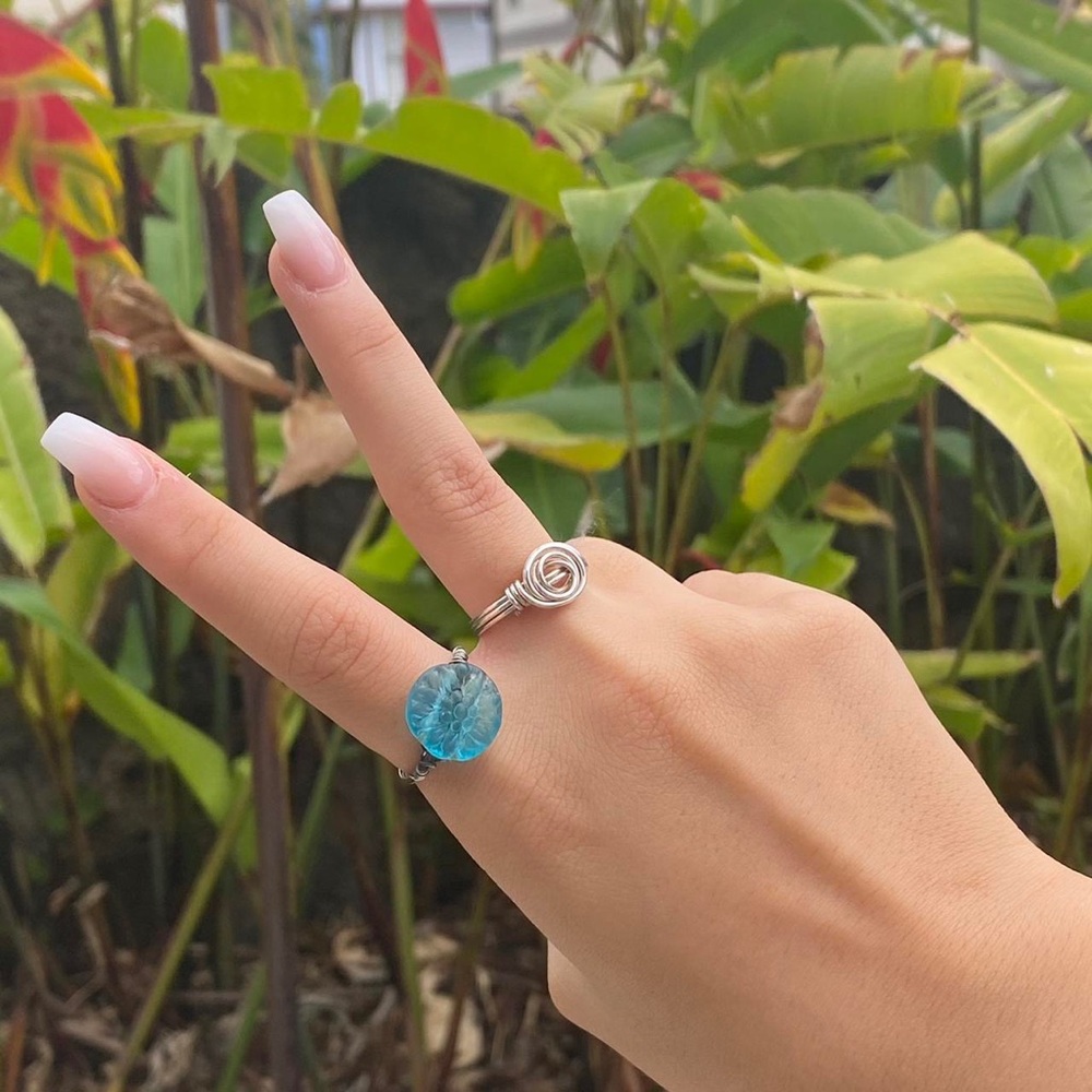 Set Two Handcrafted Silver Wire Wrapped Rings